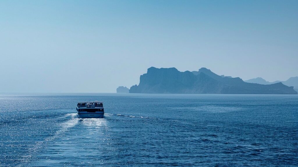 Ferry Denia Ibiza navegando por el mar al atardecer con vistas impresionantes