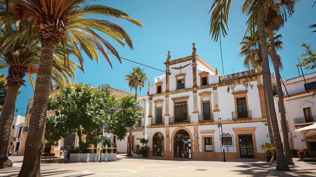 Imagen de un paisaje urbano moderno con edificios altos y luces al atardecer