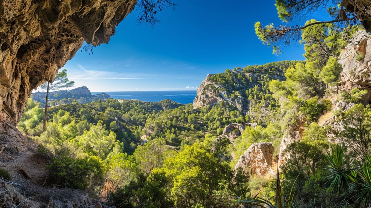 Vista nocturna de Cova Santa Ibiza con iluminación espectacular y ambiente festivo