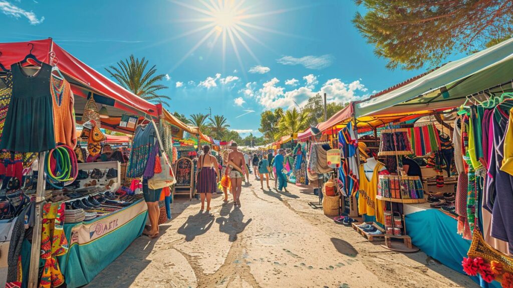 Persona disfrutando de compras en Ibiza en una tienda local al aire libre